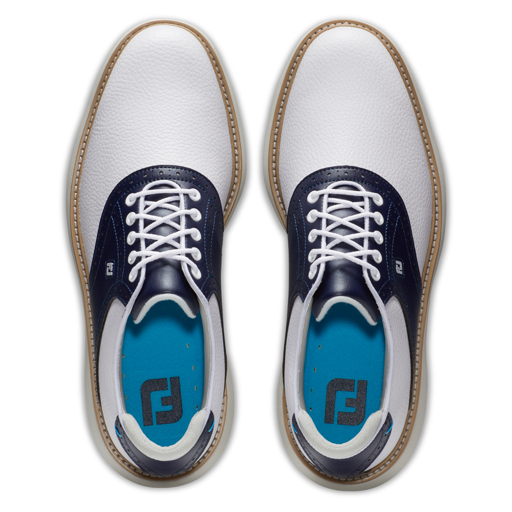 FootJoy Tradition Golf Shoes - White/Navy 57899 - Image 3