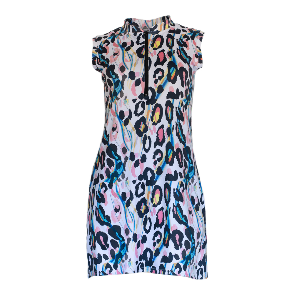 Cross Creek Animal Abstract Ladies Dress - Pink/Black
