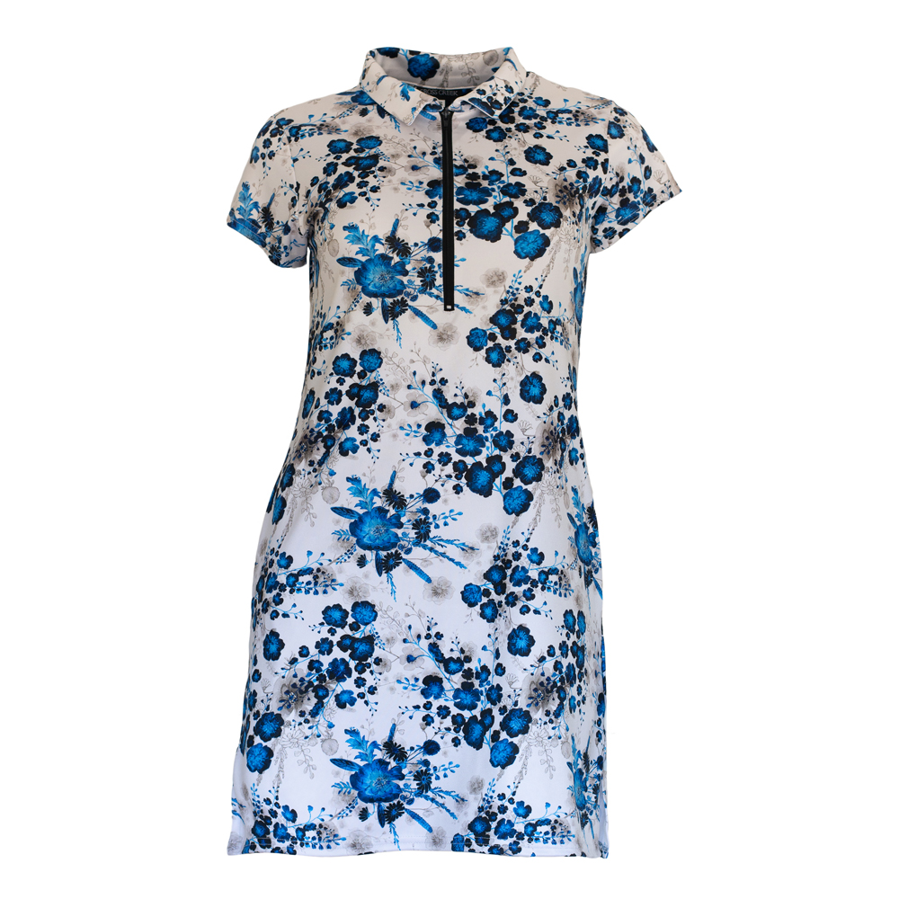 Cross Creek Bouquet Ladies Dress - Cream/Blue
