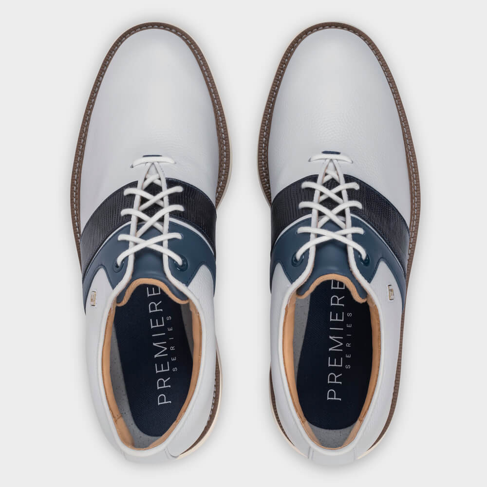 FootJoy Premiere Packard Golf Shoes - White/Navy 54563 - Image 5