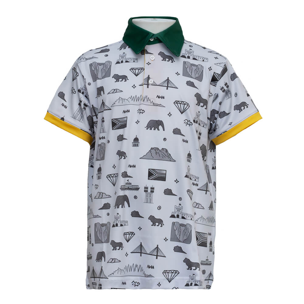 Cross Creek JNR SA Shirt - White/Green/Gold